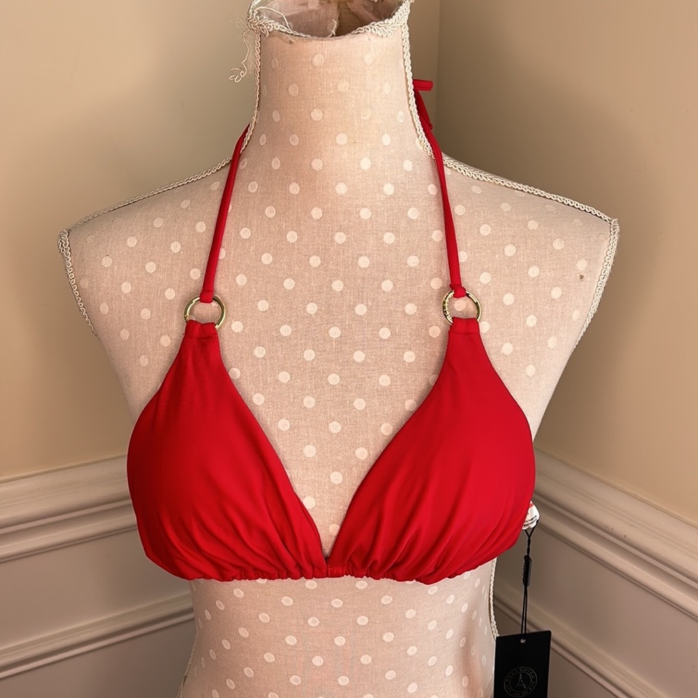 Relleciga Red String Bikini Top NWT